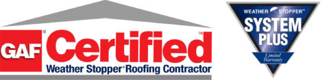 GAF certified and weather system plus warranty logos for tpo flat roof installation